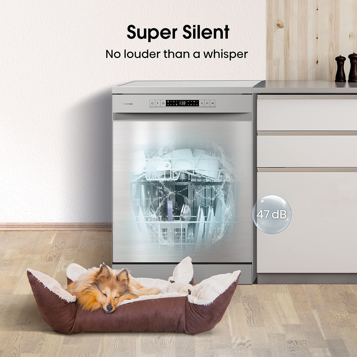 Hisense HS523E15WUK Slimline 10 Places Free Standing Dishwasher White with 30 Minutes Quick Wash [Energy Class E]