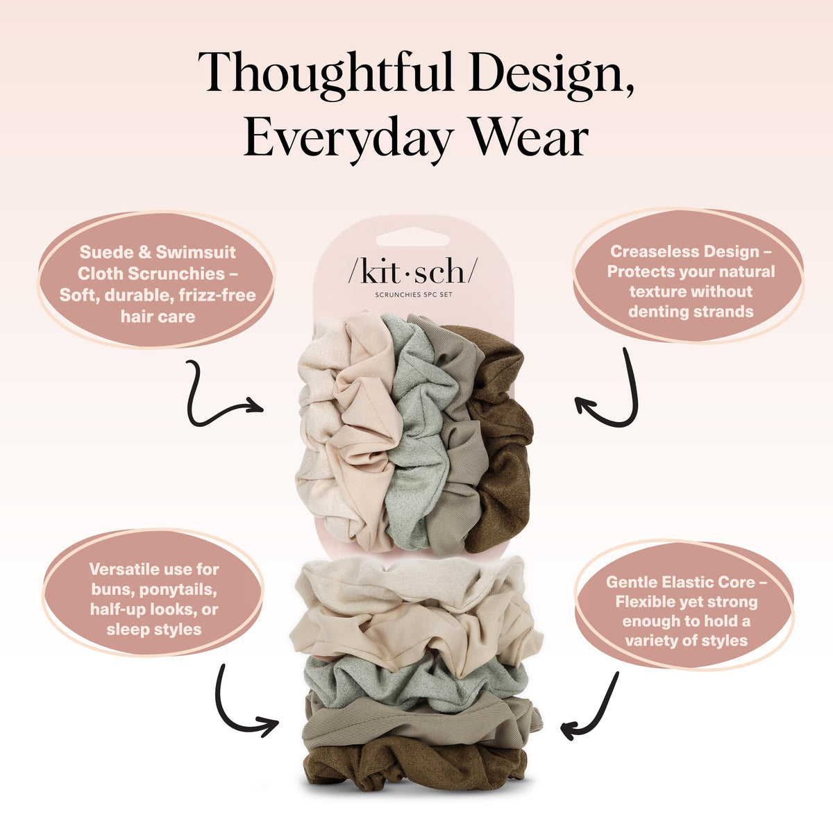 Kitsch Satin Scrunchies for Women 3pcs - Garden Bouquet