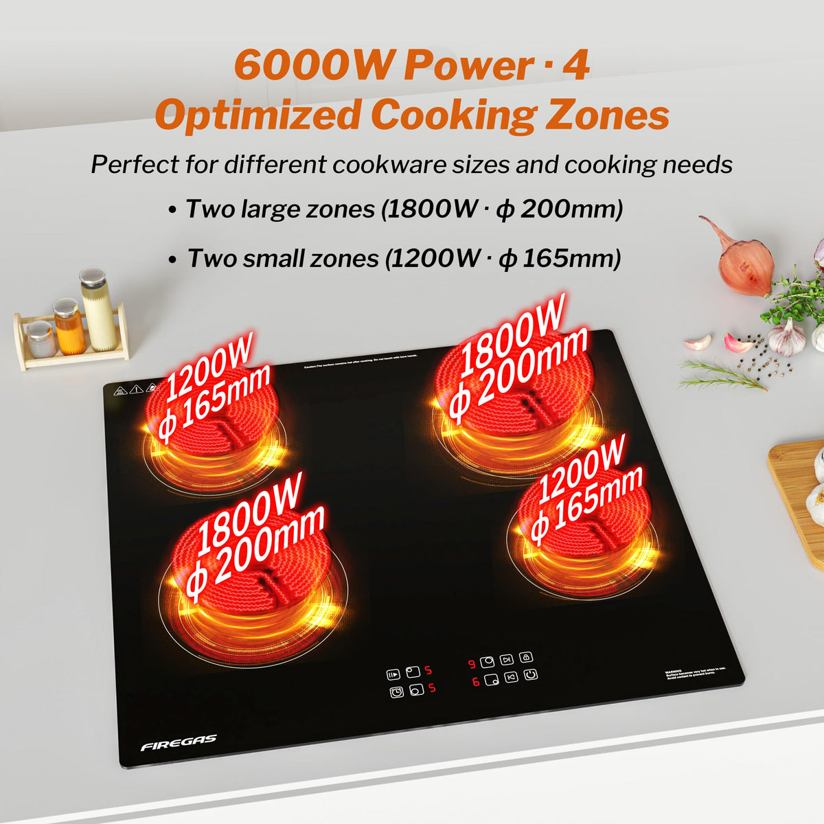 FIREGAS 2 Burner Ceramic Hob,Electric Hob with UK Plug,Built-in & Tabletop