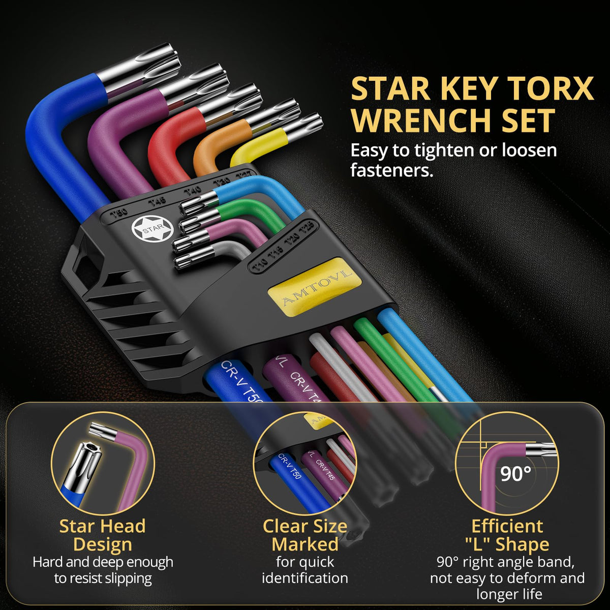 AMTOVL Hex Key Set, 9PCS Metric Allen Key Set, 1.5-10MM, Long Ball End