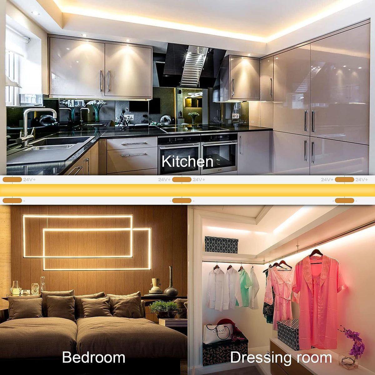 COB LED Strip 3m, 24V, Dimmable, Remote, Warm White, 2700K