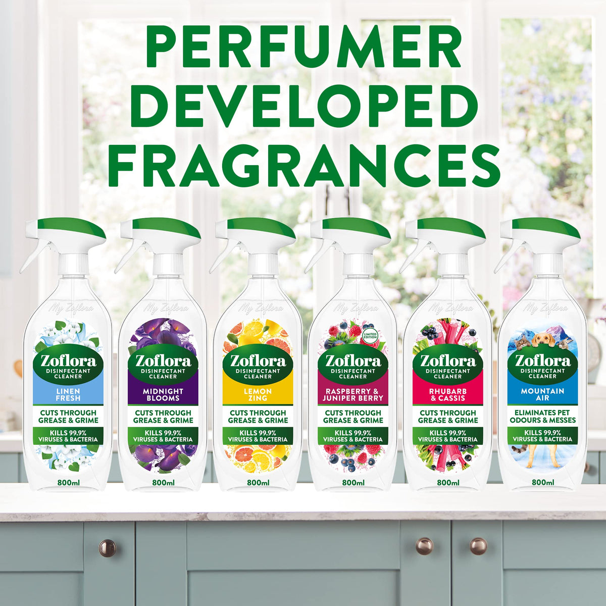 Zoflora Linen Fresh Multipurpose Disinfectant Trigger Spray Bottle, 800ml