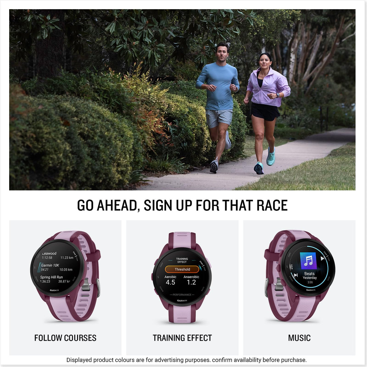 Garmin Forerunner 165, 43mm GPS running smartwatch, lightweight, AMOLED touchscreen, advanced training, insights & features, safety & tracking features, up to 11 days battery life, Black
