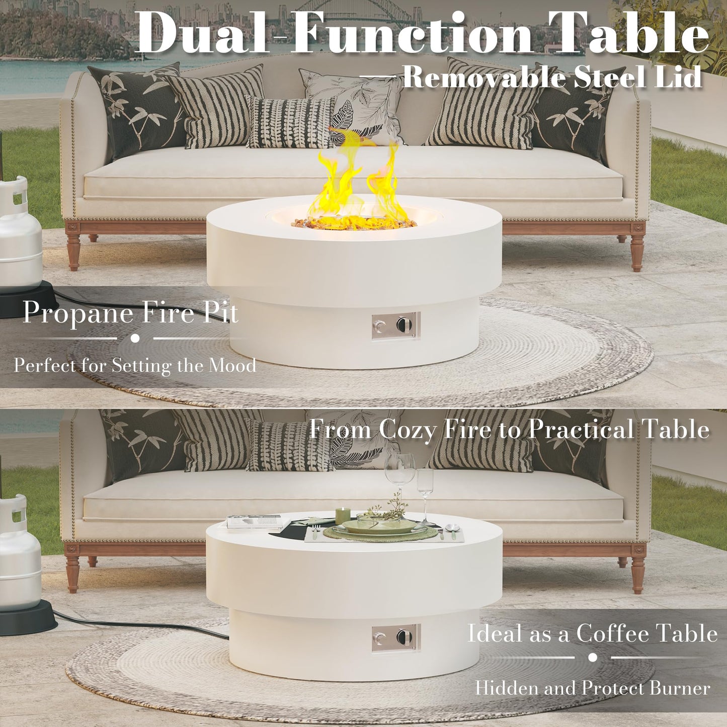 Smokeless Fire Pit with Removable Ash Pan, Fire Pits for Garden Wood Burning, Portable Camping Firepit, for Backyard Patio, Stainless Steel, Waterproof Bag & Poker Included, 50 x 38cm, Silver