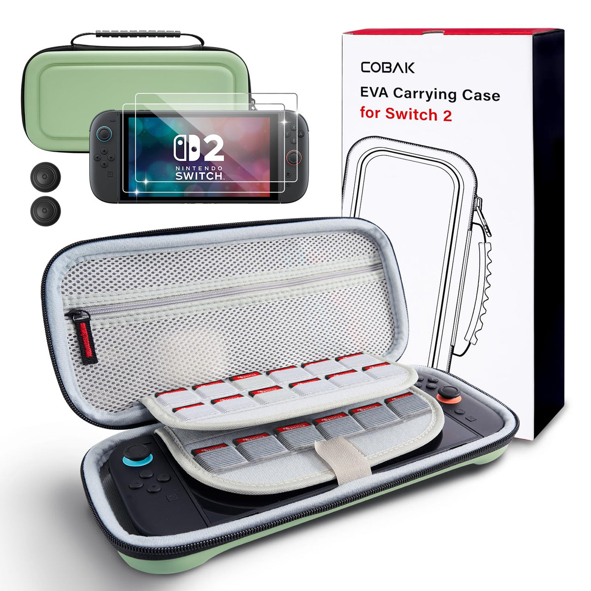 CoBak Large Capacity Carrying Case for Nintendo Switch 2 2025- 3 in 1 Black