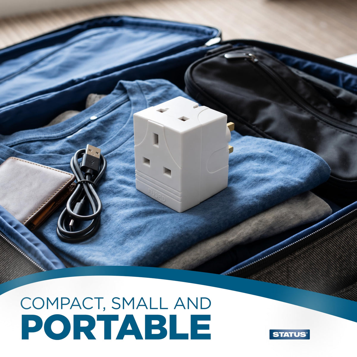 STATUS 2 Way UK Plug Adapter, White