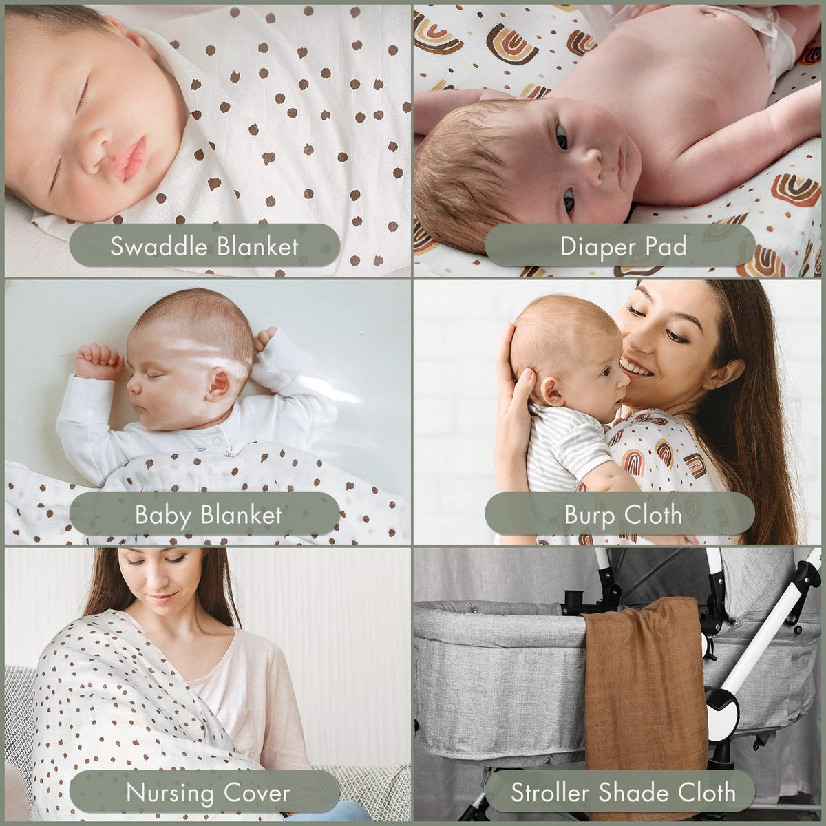 GLLQUEN BABY Muslin Squares Cloth for Baby 6pack 70cm x 70cm