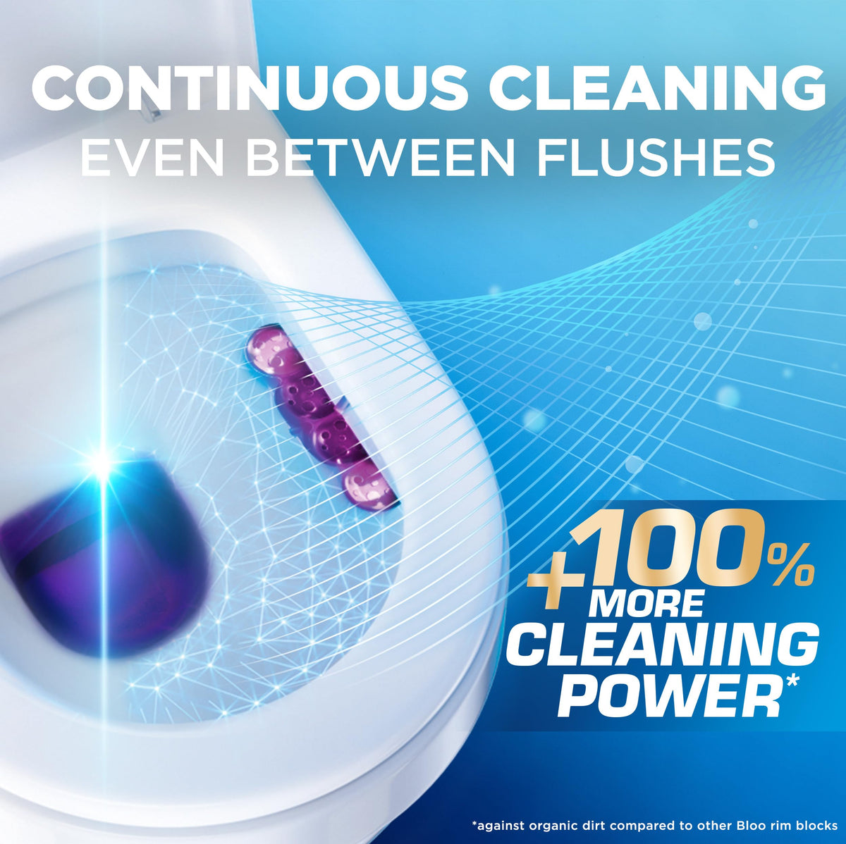 Bloo Self Active Single Toilet Rim Block and Bowl Cleaner with Flower. Hanging Toilet Bowl Cleaner Rim Block with 100% More Cleaning Power.