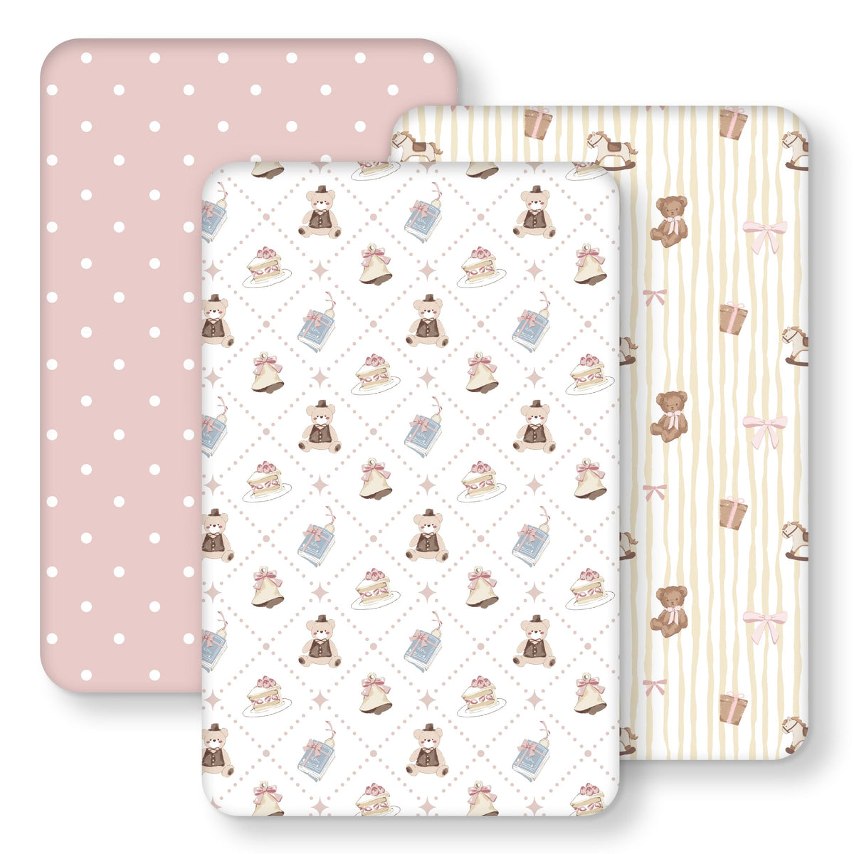 Cot Bed Sheets 140 x 70cm Fitted, 3 Pack Baby Cot Sheets, Ultra Soft & Silky Smooth Microfiber Toddler Bed Sheets Pink Rainbow