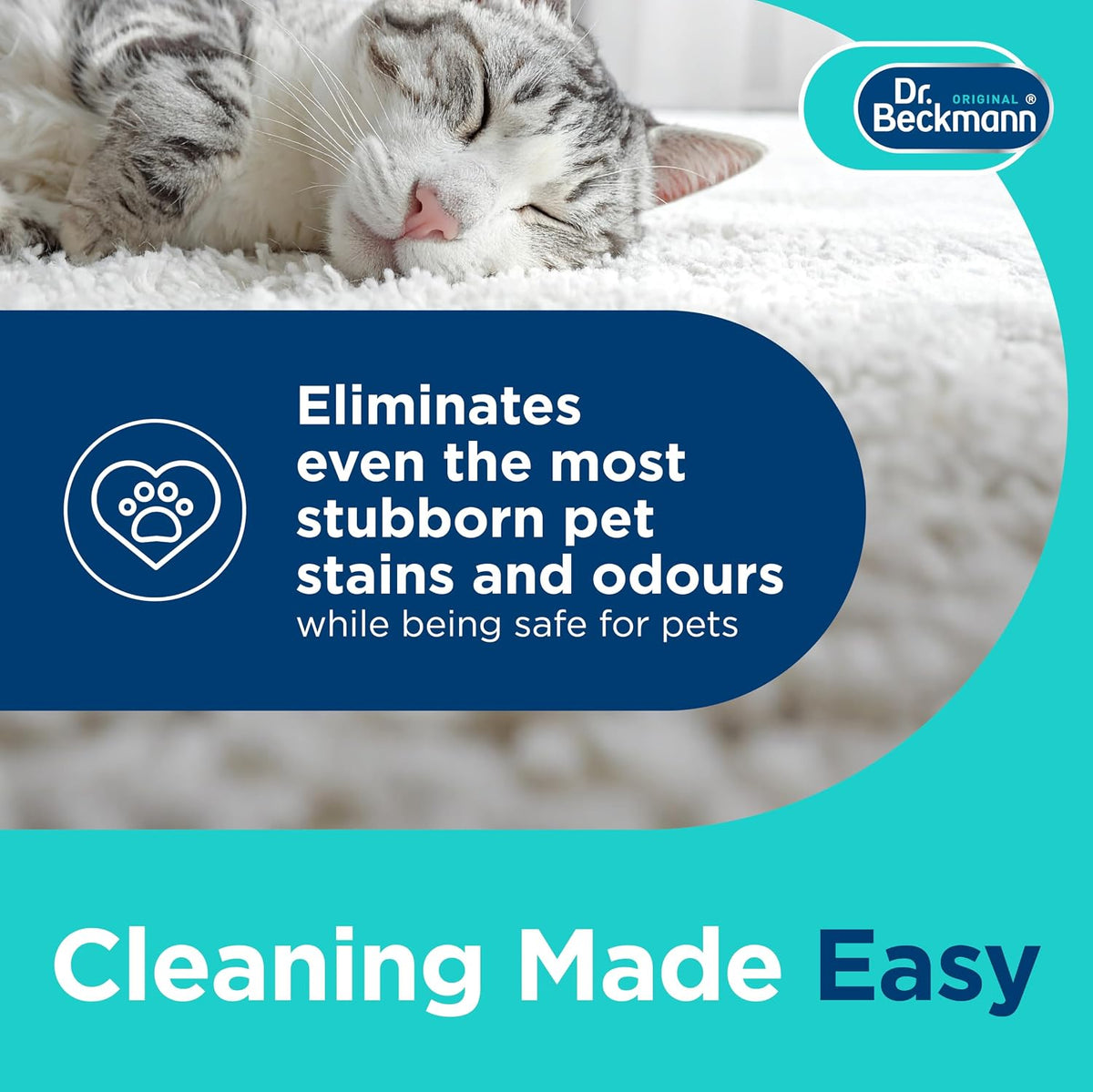 Dr. Beckmann Pet Stain & Odour Remover, Eliminates stains and odours caused by pets, incl. applicator brush, 650 ml