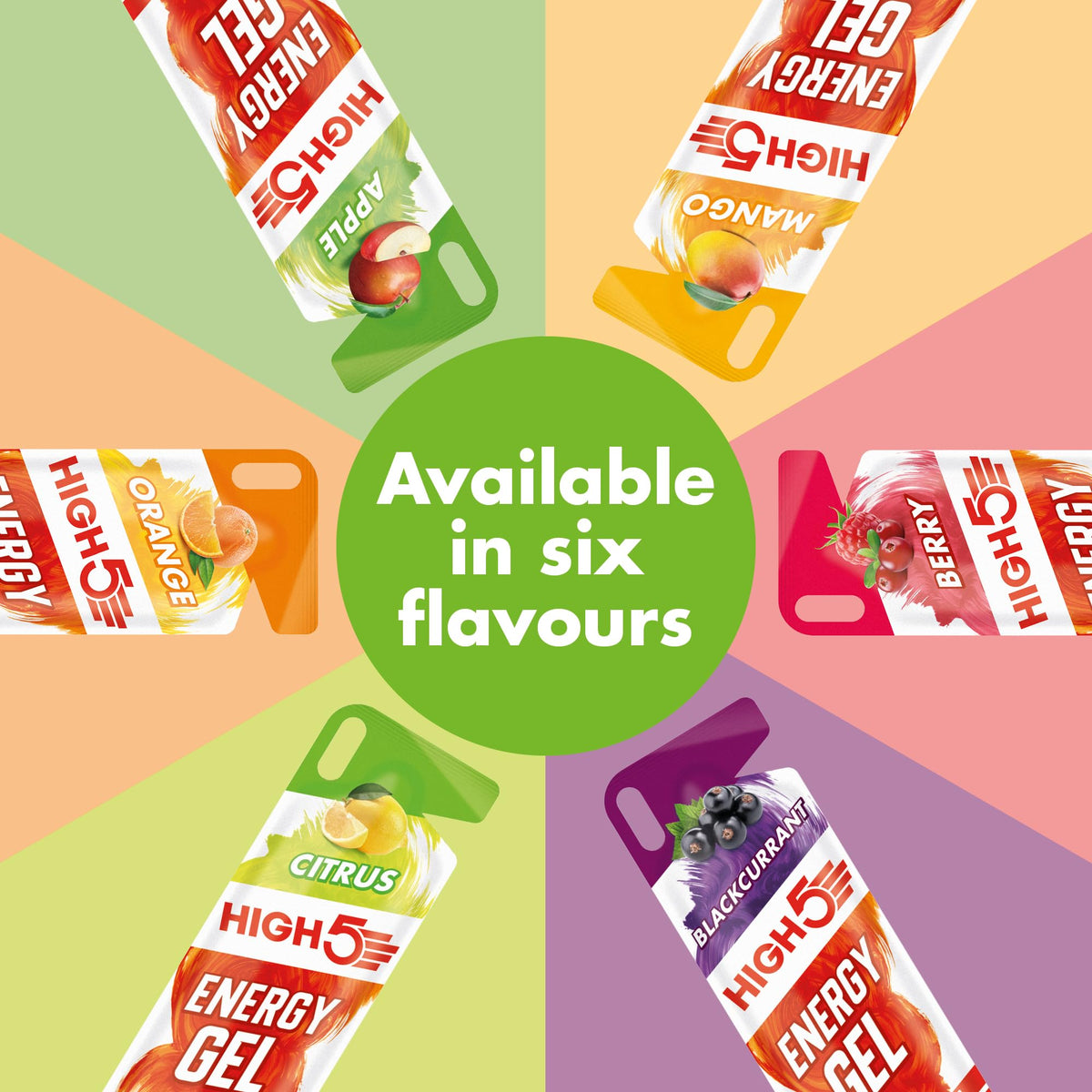 HIGH5 Energy Gels, Running Gel for Fast & Sustained Energy, Mixed, 8 x 40g