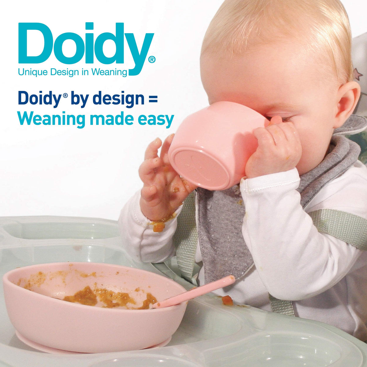 Doidy Cup, Open Cup for Training Baby 6 Months-3 Years, 200ml, Slanted Weaning Cup with Handles for Learning to Drink, BPA Free, 2 Pack (Orange)