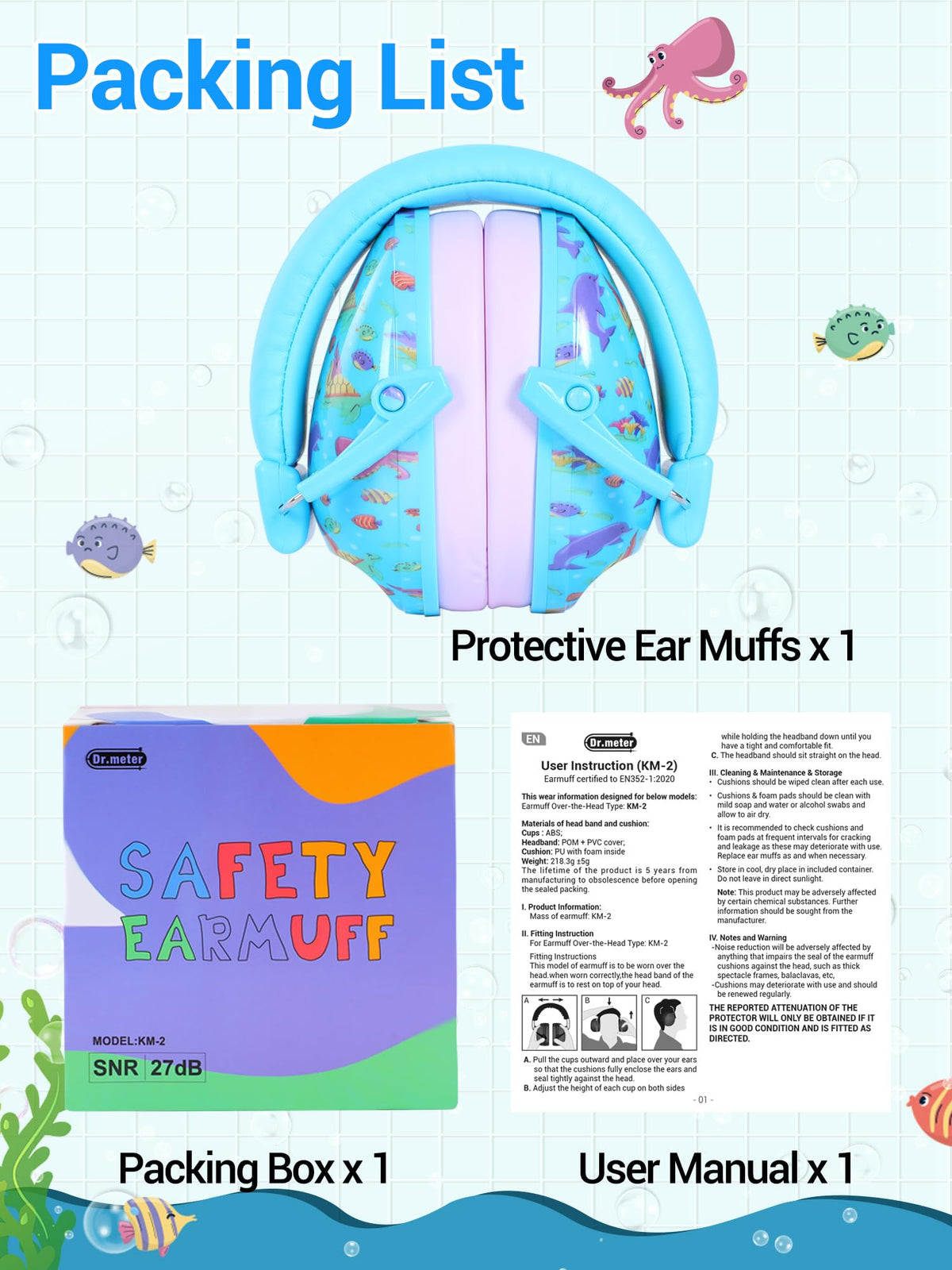 Dr.meter Ear Defenders Children SNR 27.4dB for Autism, Sensory Needs