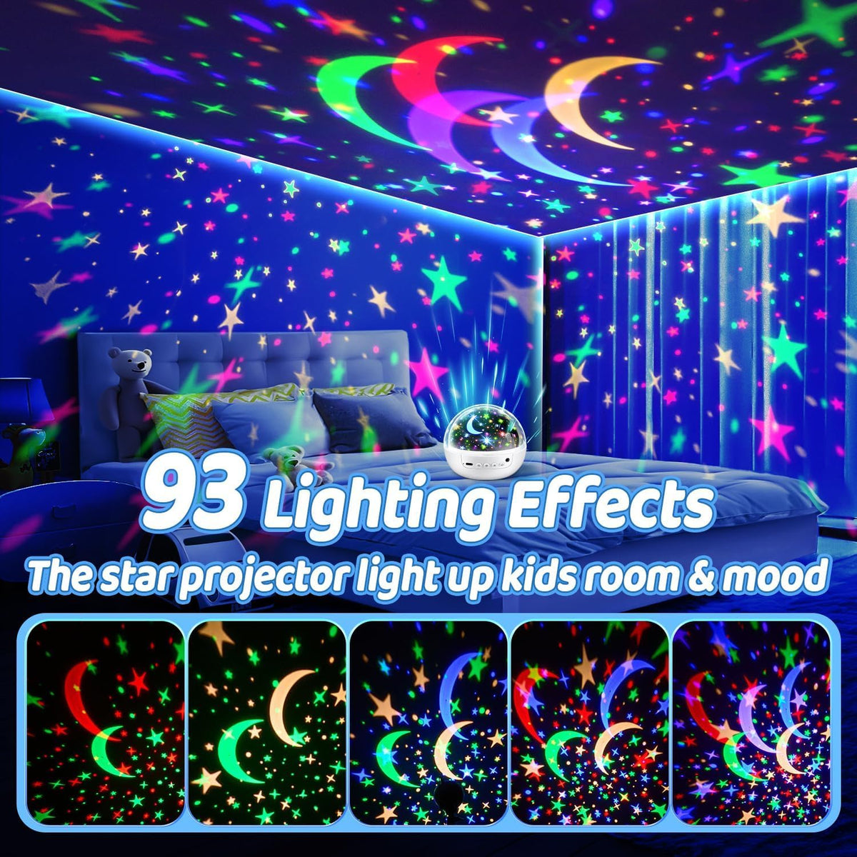 Night Light Projector 93 Lighting Mode,Baby Toys Gift Dimmable+Timer+Remote
