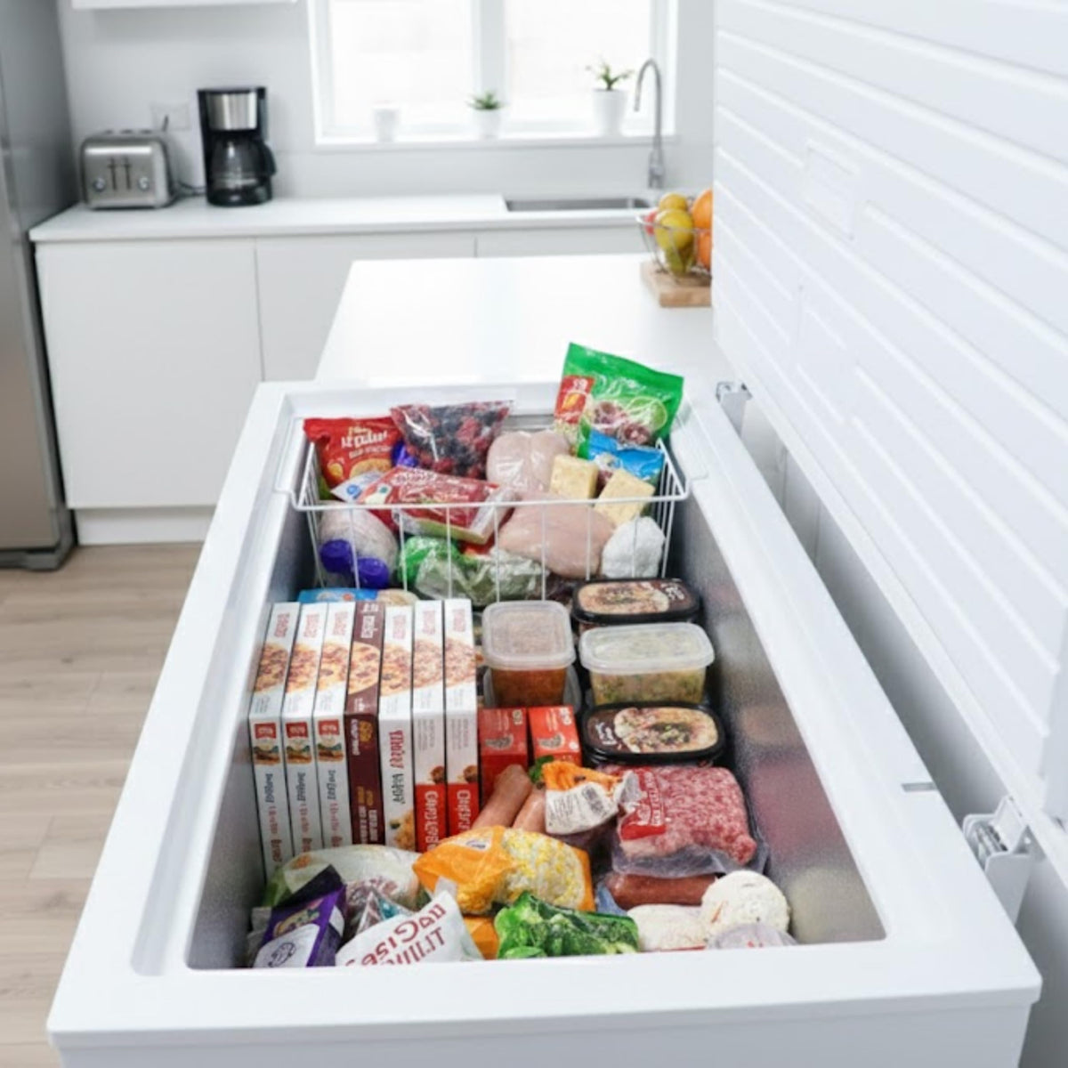 HYE Chest Freezer - 205L Capacity, Freestanding Design, Black