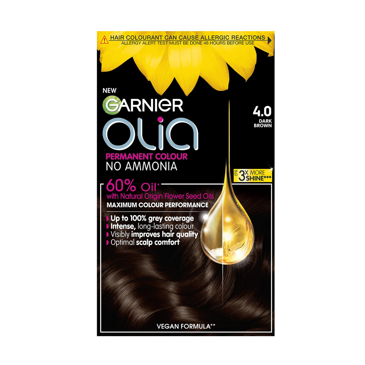 Garnier Olia Luminous Long-Lasting Permanent Hair Colour, 5.0 Brown