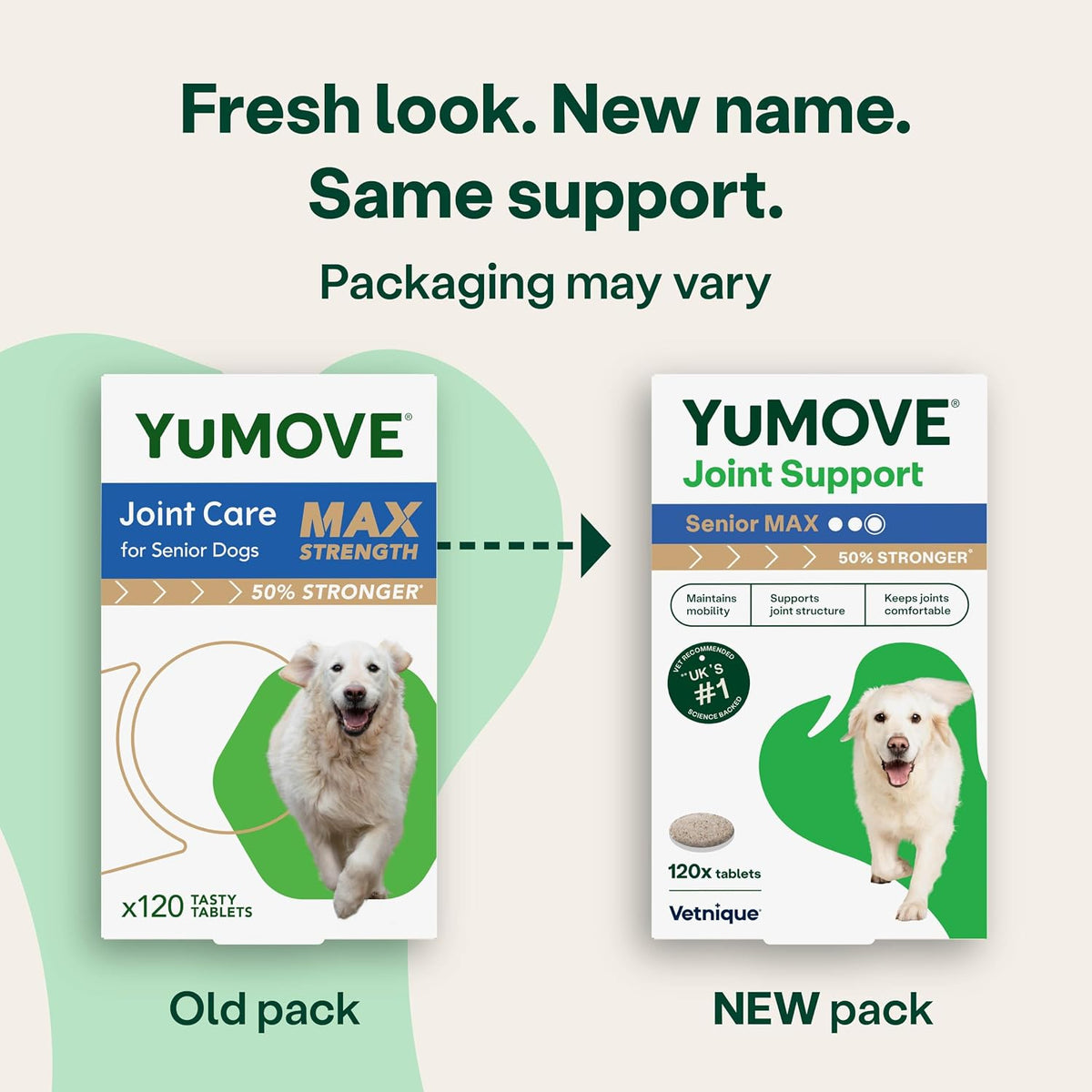 YuMOVE Max Strength Joint Supplement for Senior Dogs, Joint Care with Glucosamine, Chondroitin and Green Lipped Mussel, Age 8+, 120 Tablets
