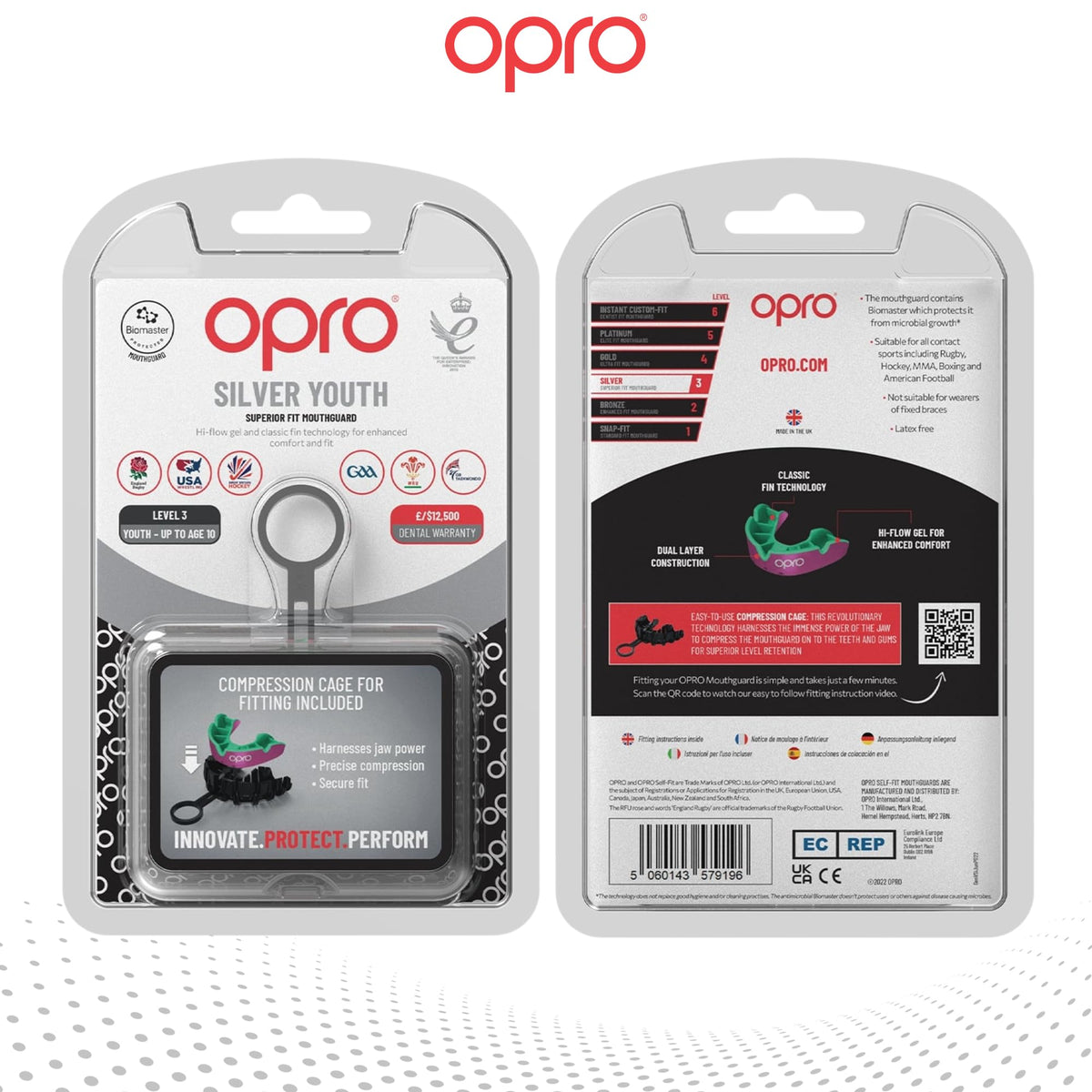 OPRO Silver Level Mouthguard Essential Fit – Gum Shield Adult and Kids – OPRO Mouth Guard Boxing and MMA, Easy Self-Fit Gum Shield Rugby and Hockey – Superior Protection with Dental Warranty