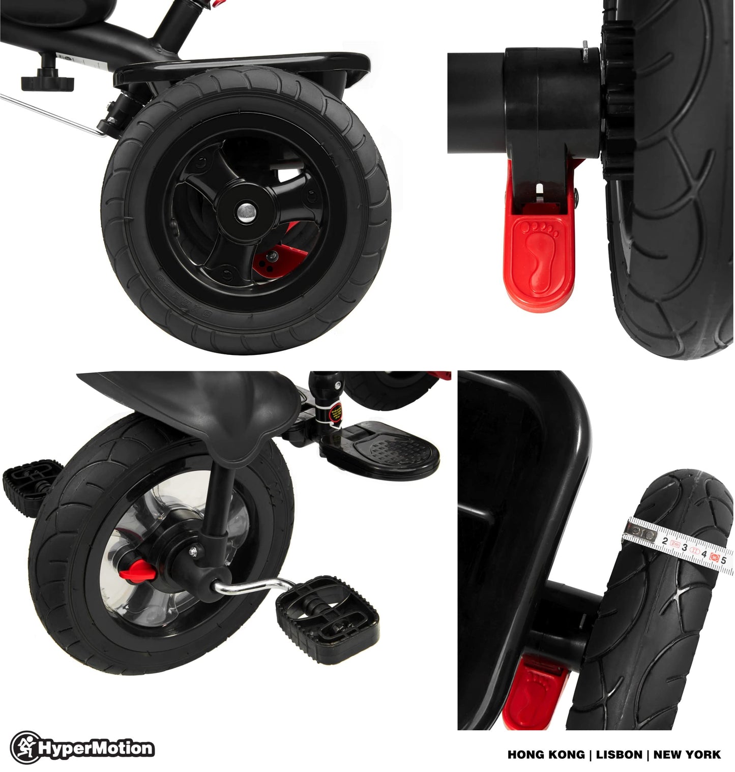 HyperMotion Toddler Tricycle with Parent Handle, Canopy, Safety Belt & Basket — From 12 Months
