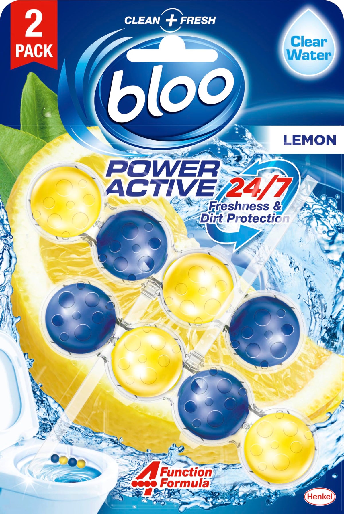 Bloo Power Active Toilet Rim Block & Freshener, Fresh Flowers, Pack of 1