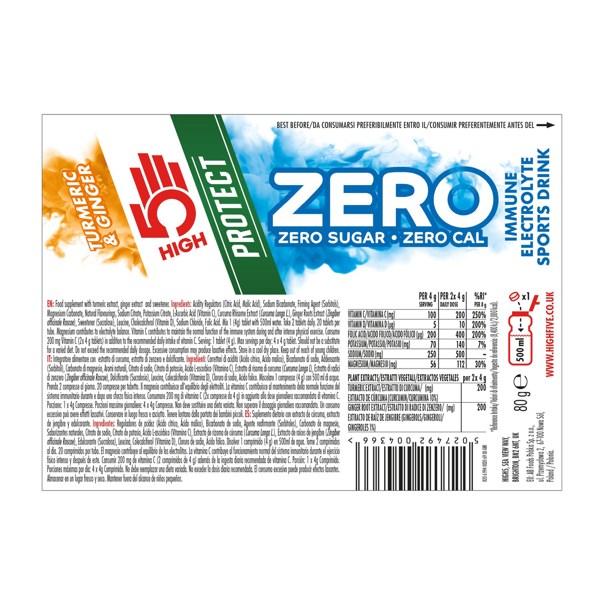 HIGH5 Zero Electrolyte Tablets for Hydration, Berry, 20 Tablets