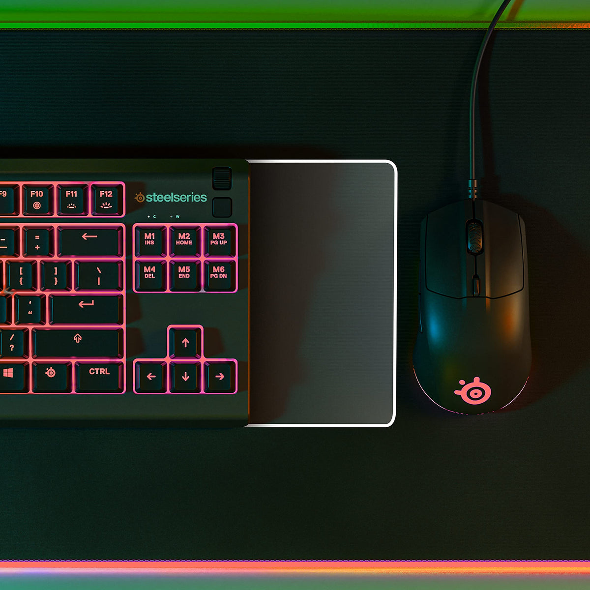 SteelSeries Apex 3 TKL Gaming Keyboard - Silent Keyboard, Tenkeyless PC Keyboard - 8-Zone RGB Illumination - IP32 Water & Dust Resistant - English QWERTY Layout, Black