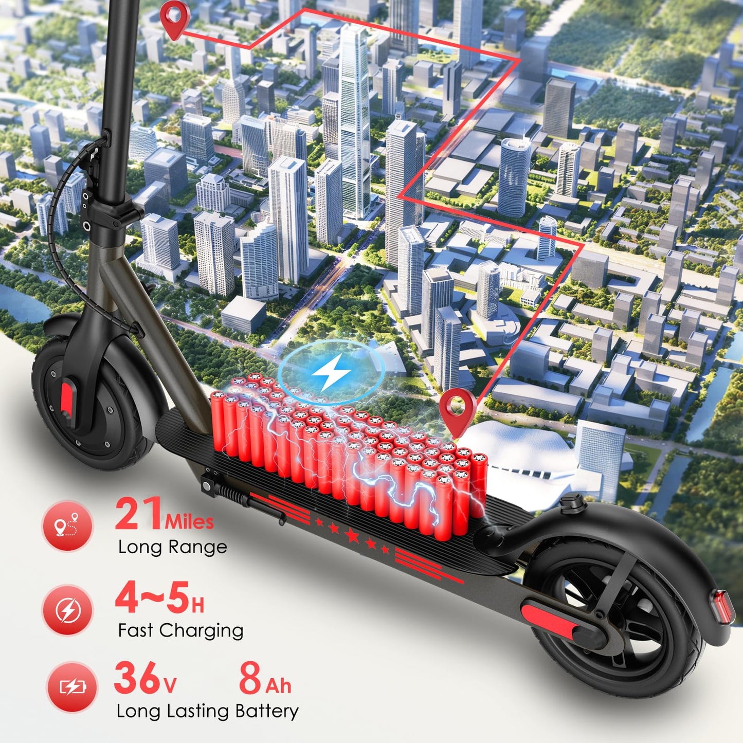 Zephyride V8 Electric Scooter — 350W, 25 km/h, 28-35 km Range, Smart App | UL-2272 Certified