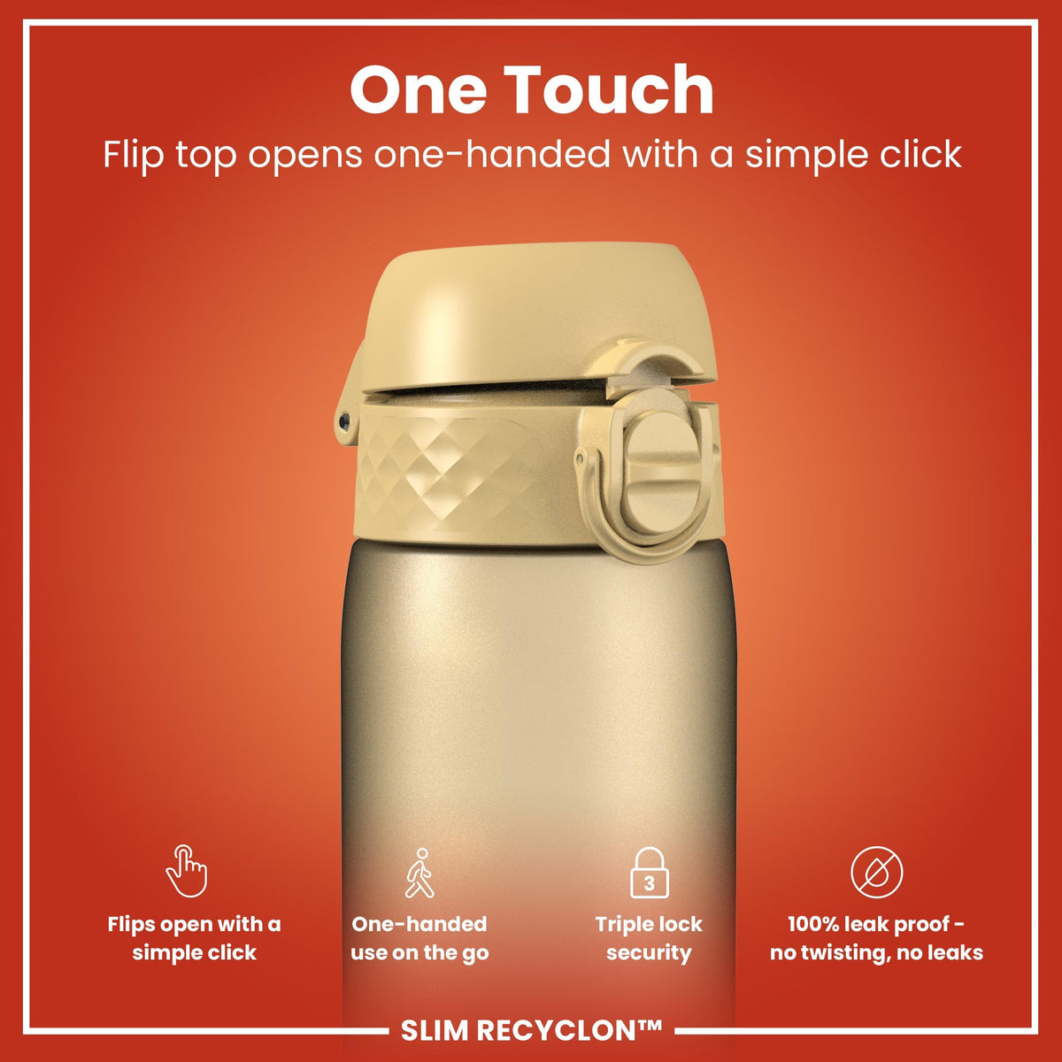 Ion8 Water Bottle, 500 ml/18 oz, Leak Proof, Easy to Open, Secure Lock, Dishwasher Safe, Hygienic Flip Cover, Carry Handle, Fits Cup Holders, Easy Clean, Hot Pink