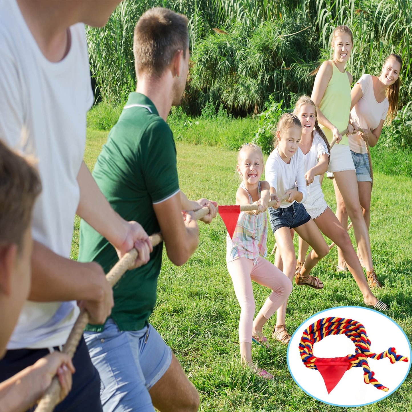 Tug of War Rope 20FT for Kids and Adults, Outdoor Field Day Lawn Yard Family Reunion Birthday Party Games, Outside Backyard Camping Picnic Game,Carnival Games Fun for Team Building Activities