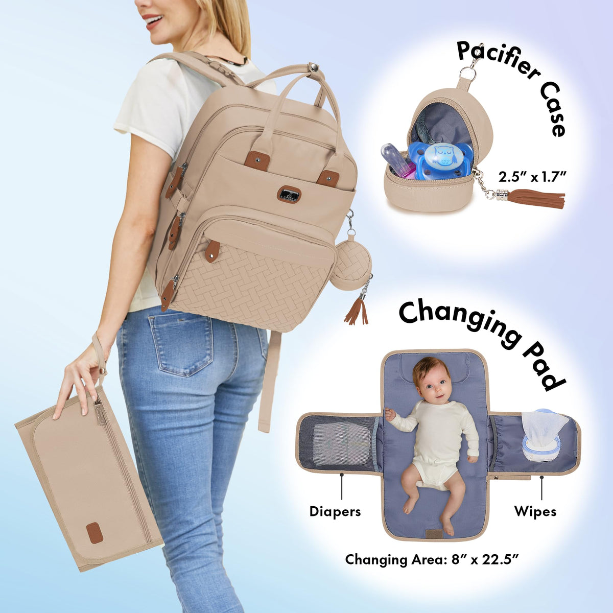 Dikaslon Baby Changing Bags Backpack, Large Baby Bag, 19 Pockets, Outdoors