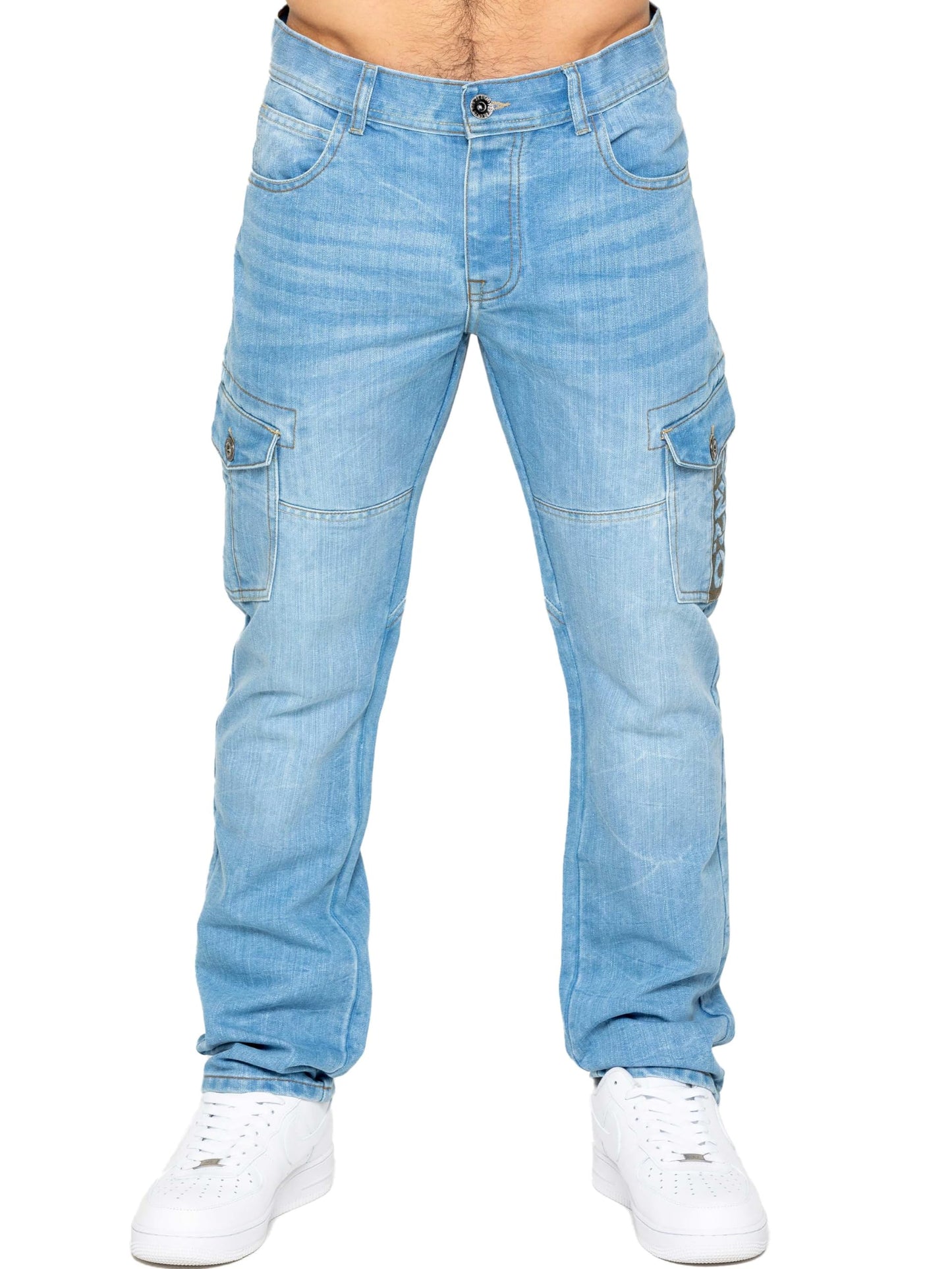 989Zé ENZO Mens Jeans Straight Leg Regular Fit Casual Cotton Denim Pants Trousers All Waist Sizes