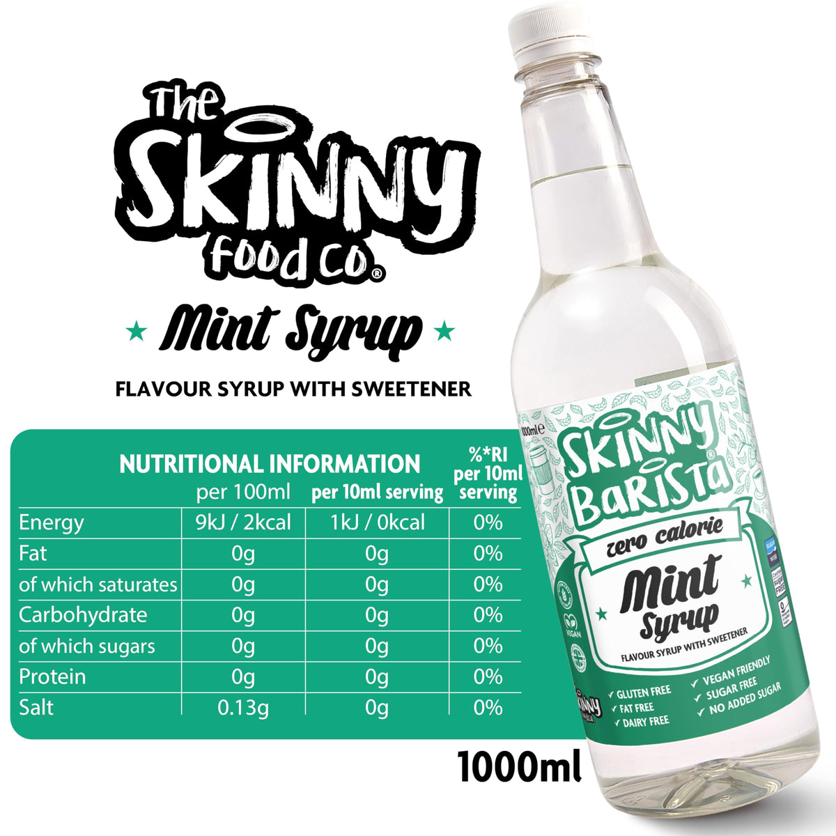 Skinny Food Co Butterscotch Syrup Zero Calorie 1L - Sugar Free Coffee Syrup