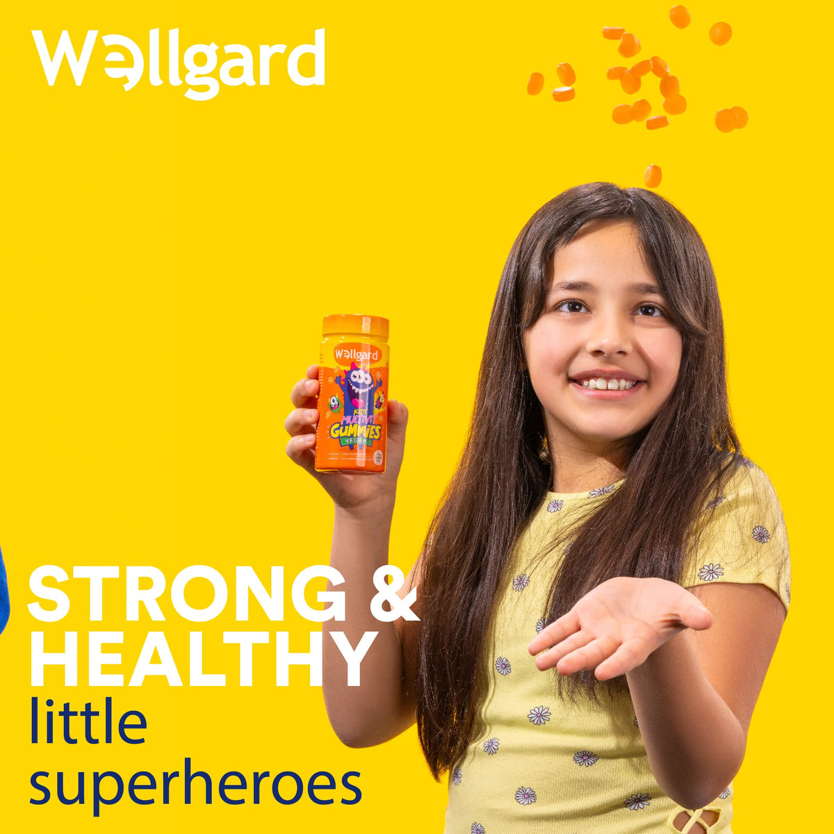 Wellgard Kids Calcium & D3 Gummies - 2 Month Supply - Vegan Chewable Calcium and Vitamin D3 Gummies, Mixed Berry Flavour