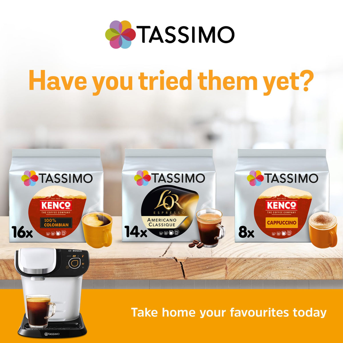 Tassimo Costa Latte Medium Roast Coffee Pods, Pack of 5, Total 40 Cups