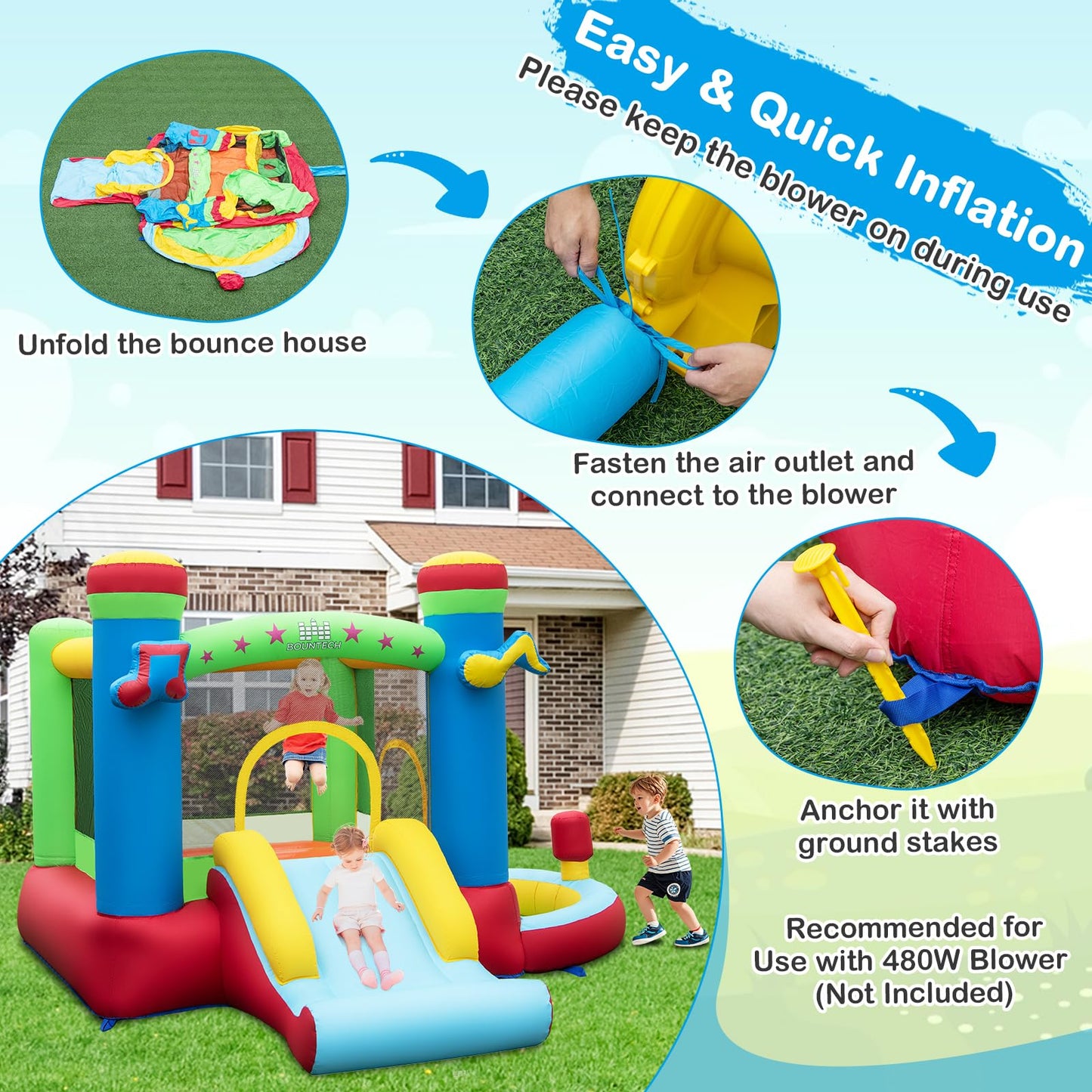 Maxmass 5-in-1 Kids Inflatable Bounce House with Slide & Ball Pit — 294x290x190cm | Ages 3-12