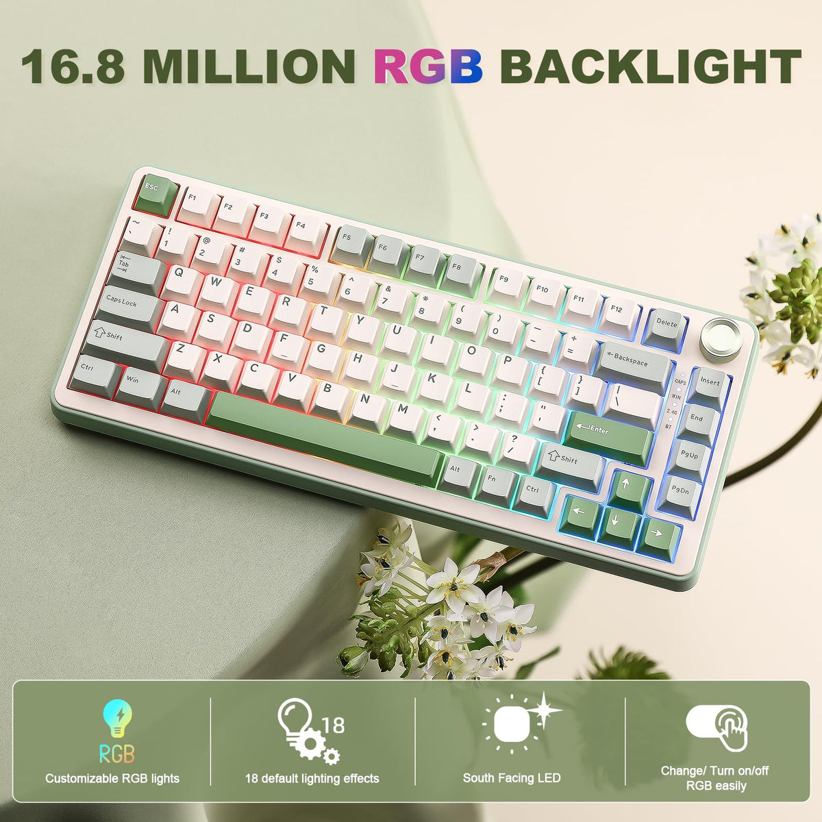 YUNZII B75 PRO 75% Wireless Mechanical Keyboard (Black Heart,Cocoa Switch)