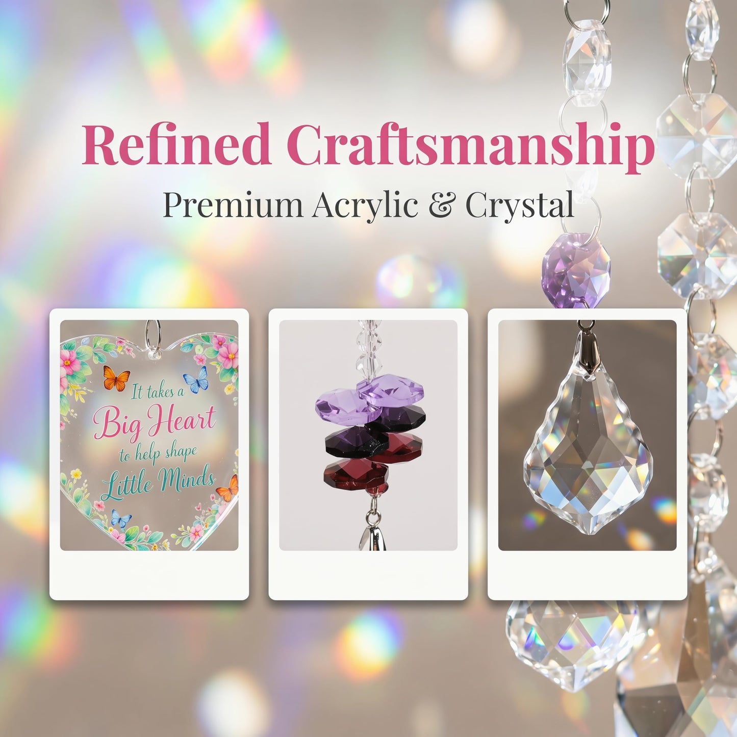 Teacher Gifts for Women Thank You Teachers Crystal Suncatcher Ornaments Teachers Day Graduation Retirement Christmas Birthday Appreciation Gift (Thanks)