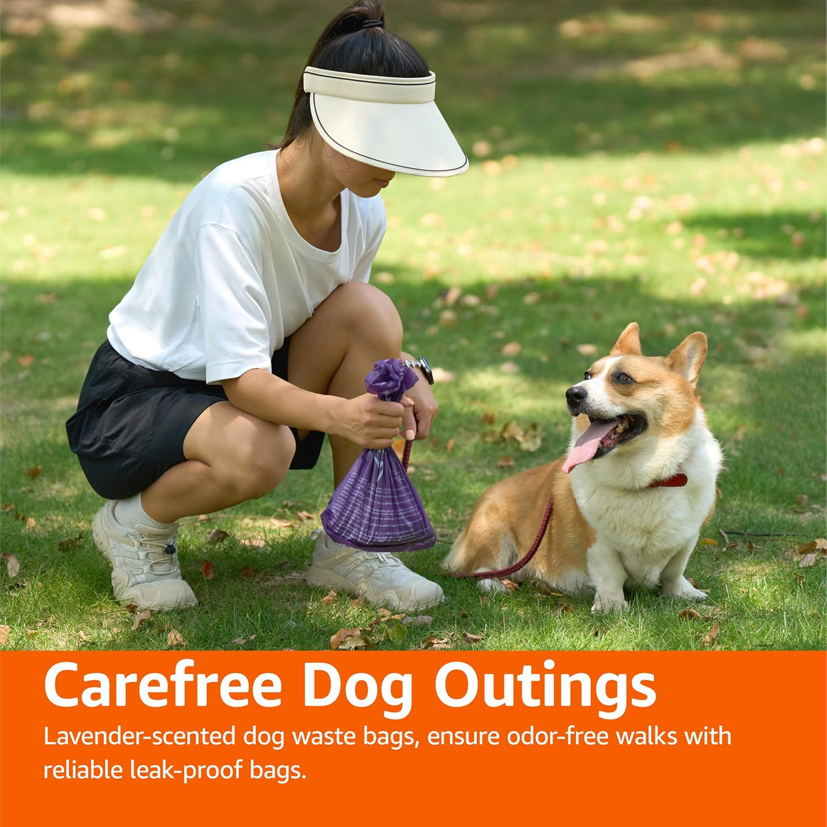 Amazon Basics Dog Poop/Waste Bags without Dispenser, Lavender, 300 Bags (20 Packs of 15 Bags)