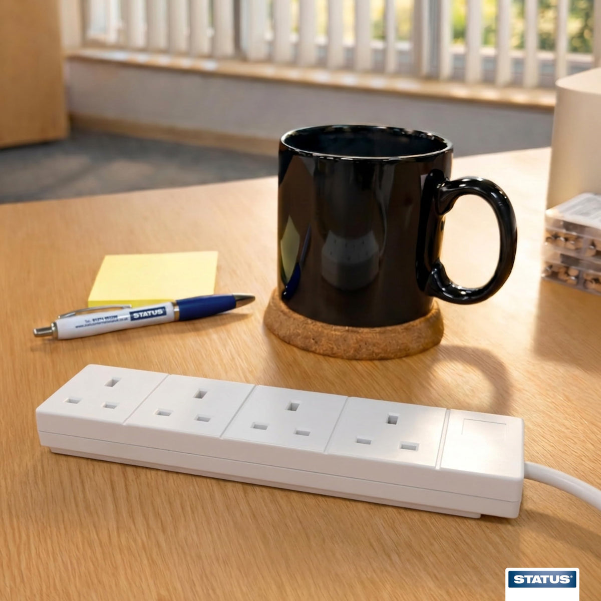 STATUS 6 Socket Extension Lead, 2m Multi-Plug Power Strip for Home, Office or Gaming Set-ups, White (S6W2MS12)