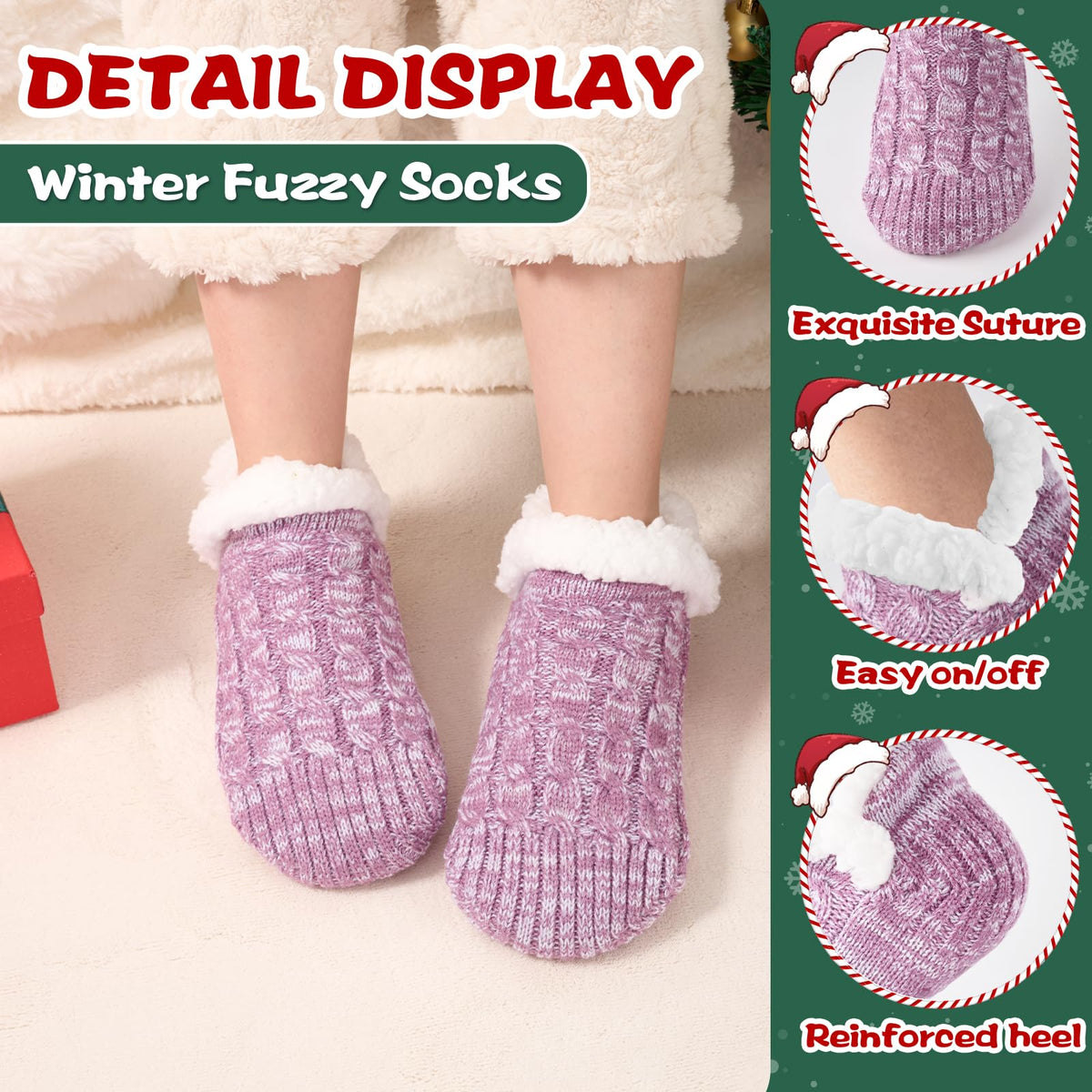 Niorasen Fluffy Slipper Socks Women Men, Winter Gift for Her, UK 4-9