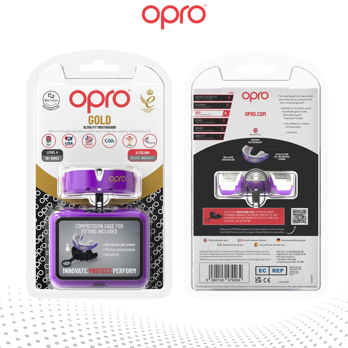 OPRO Gold Level Sports Mouthguard, Premium Fit Adult & Kids