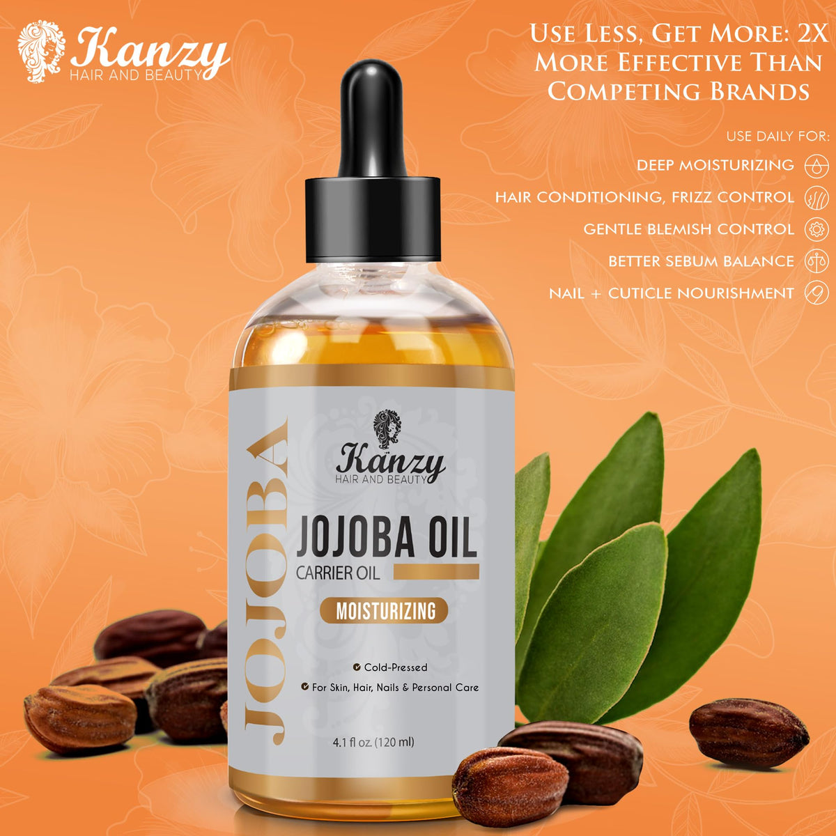 Kanzy Vitamin E Oil for Skin, Hair, Lips and Face - Naturally Sourced Multi-Purpose Plant-Based Vitamin E Oil for Hair Growth as Skincare and Haircare Product for both Men and Women (30 ml)