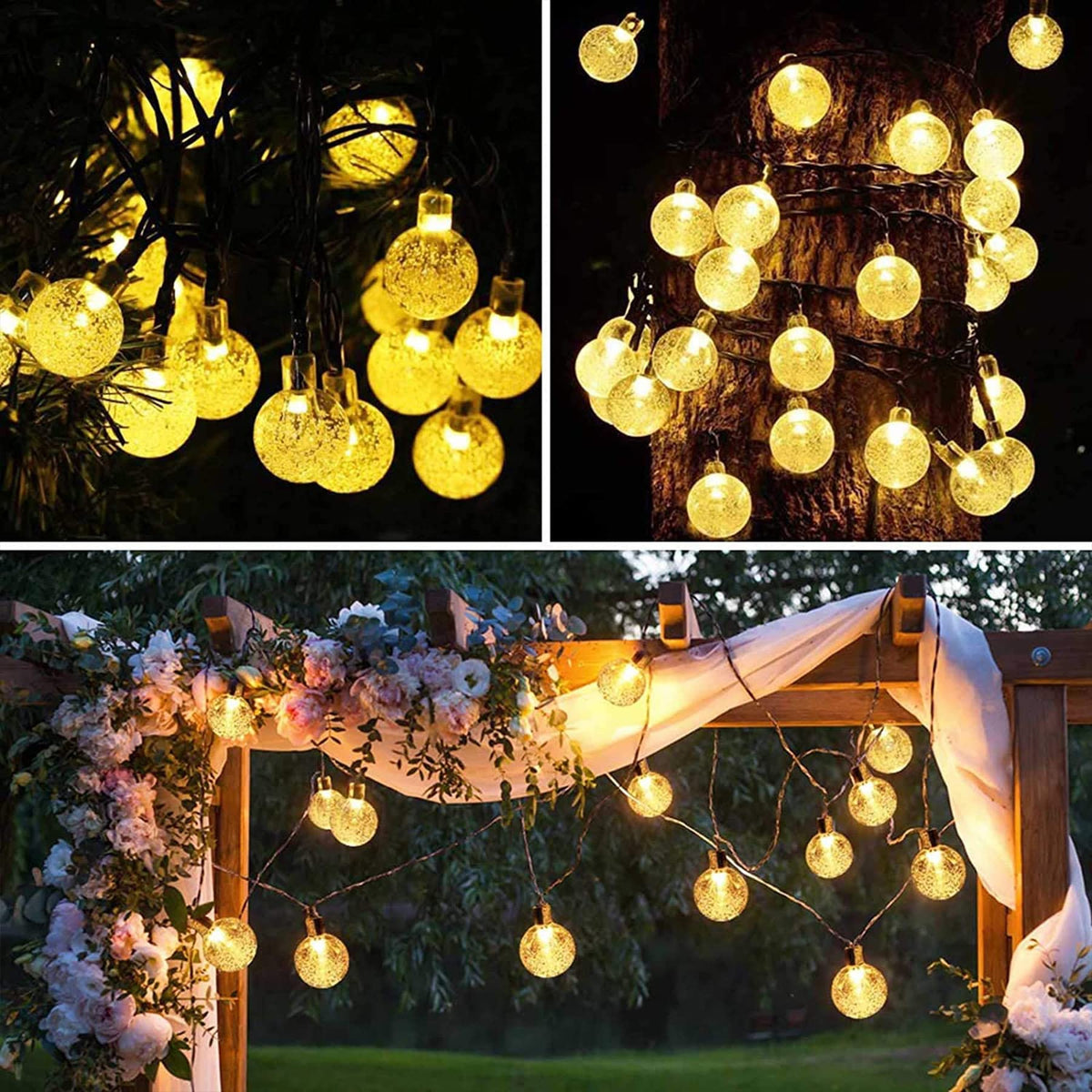Lezonic Solar String Lights Outdoor, 50LED 7M/23Ft Solar Fairy Lights