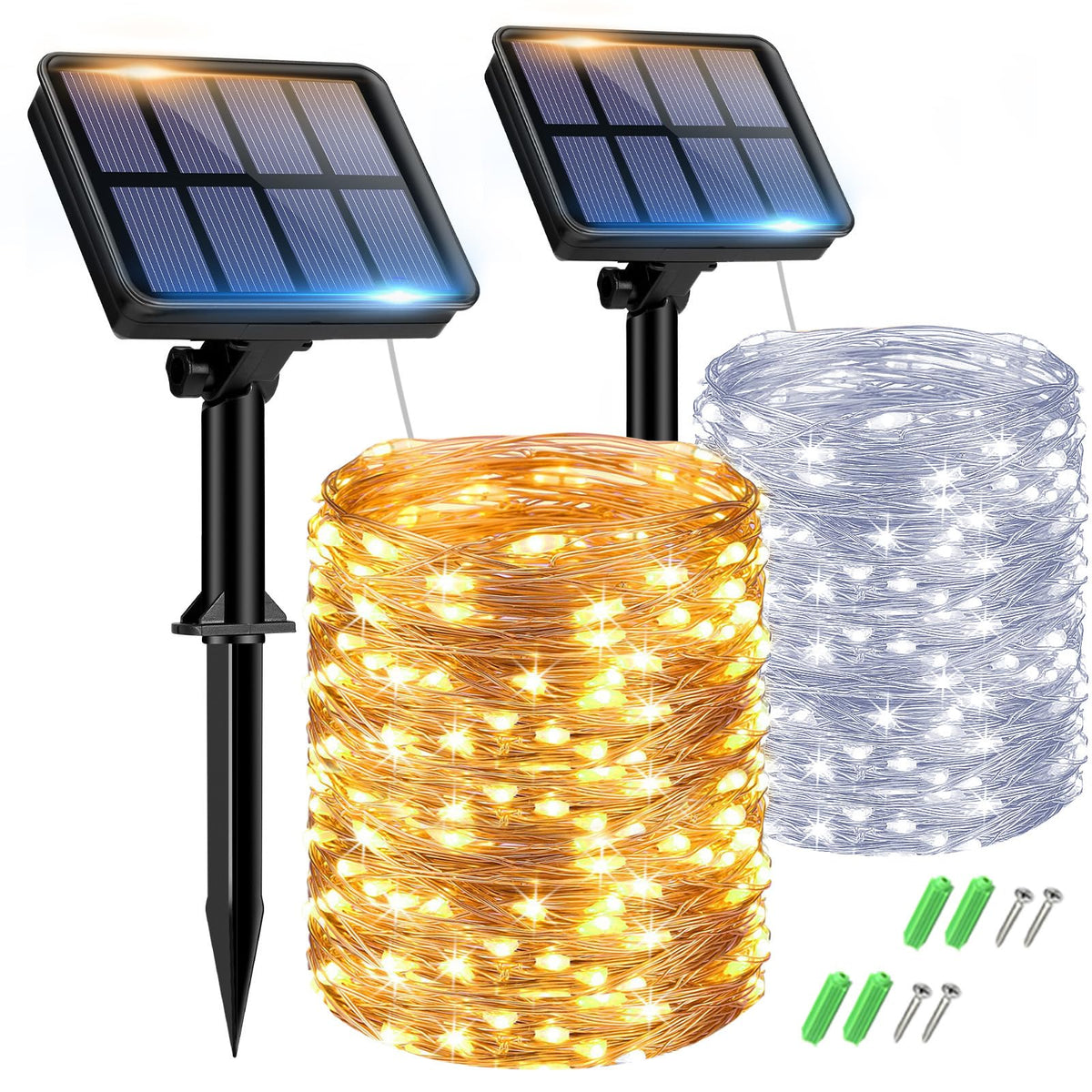 btfarm 2 Pack Solar String Lights Outdoor Garden, 15M/50FT 150 LED