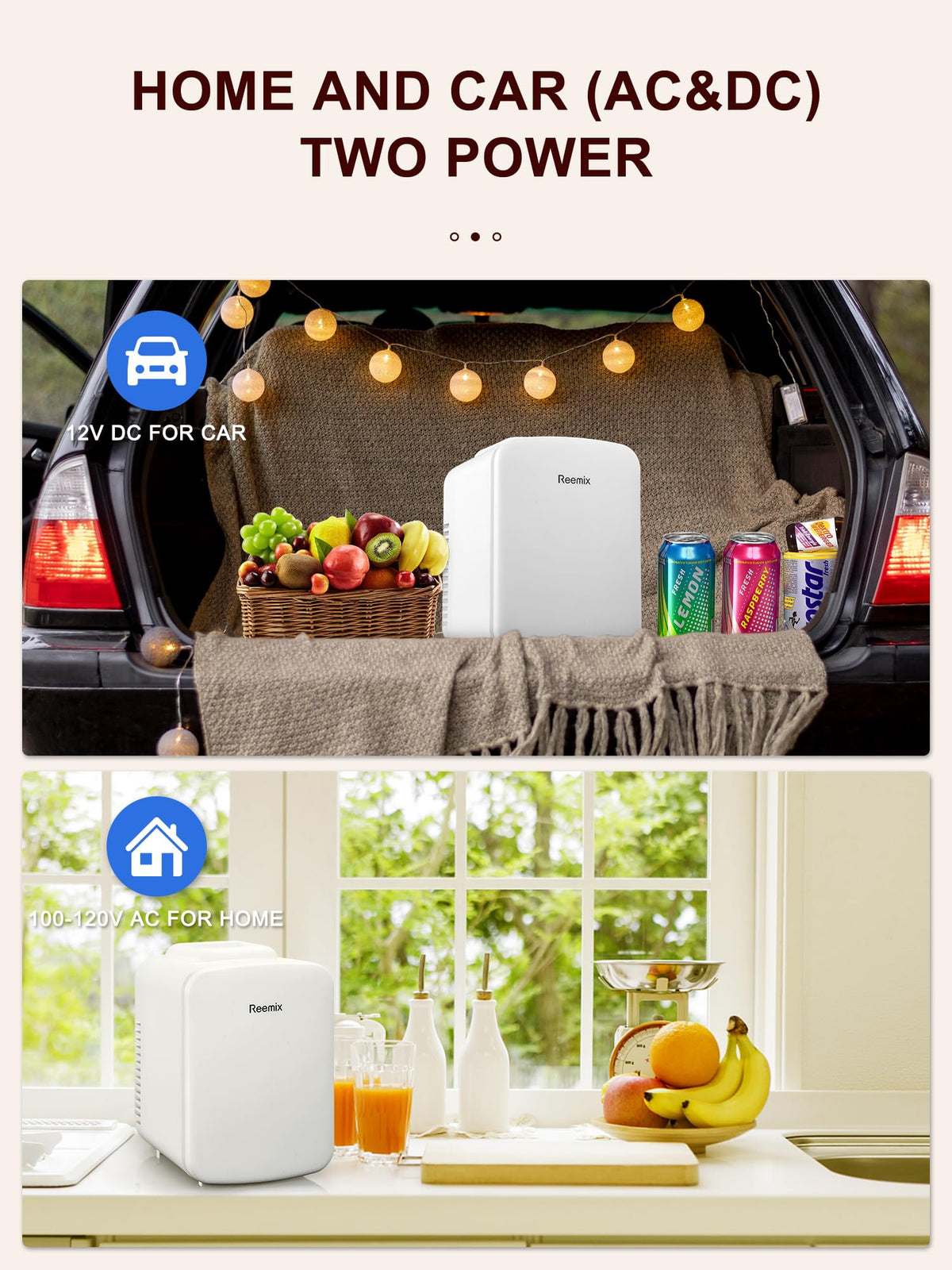 Mini Fridge 4 Litre, 6 Can Portable AC+DC Power Cooler & Warmer, Portable Small Fridge for Bedrooms, Cars, Offices; Skincare, Makeup, Cosmetics, Food (Black, 4L)