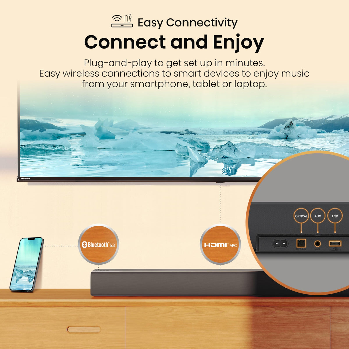 Hisense HS2000 2.1 CH All-In-One Soundbar for TV