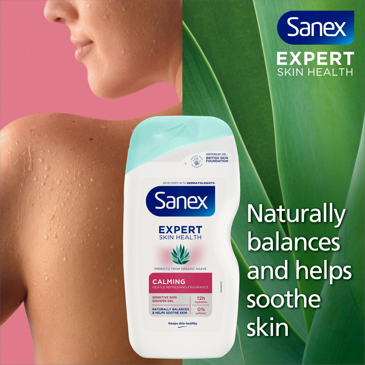 Sanex Body Wash - Expert Skin Health - Hypoallergenic Shower Gel - Dermatologist Tested Gentle for Very Sensitive Skin - Multipack - 6 Pack - 450ml Bottles