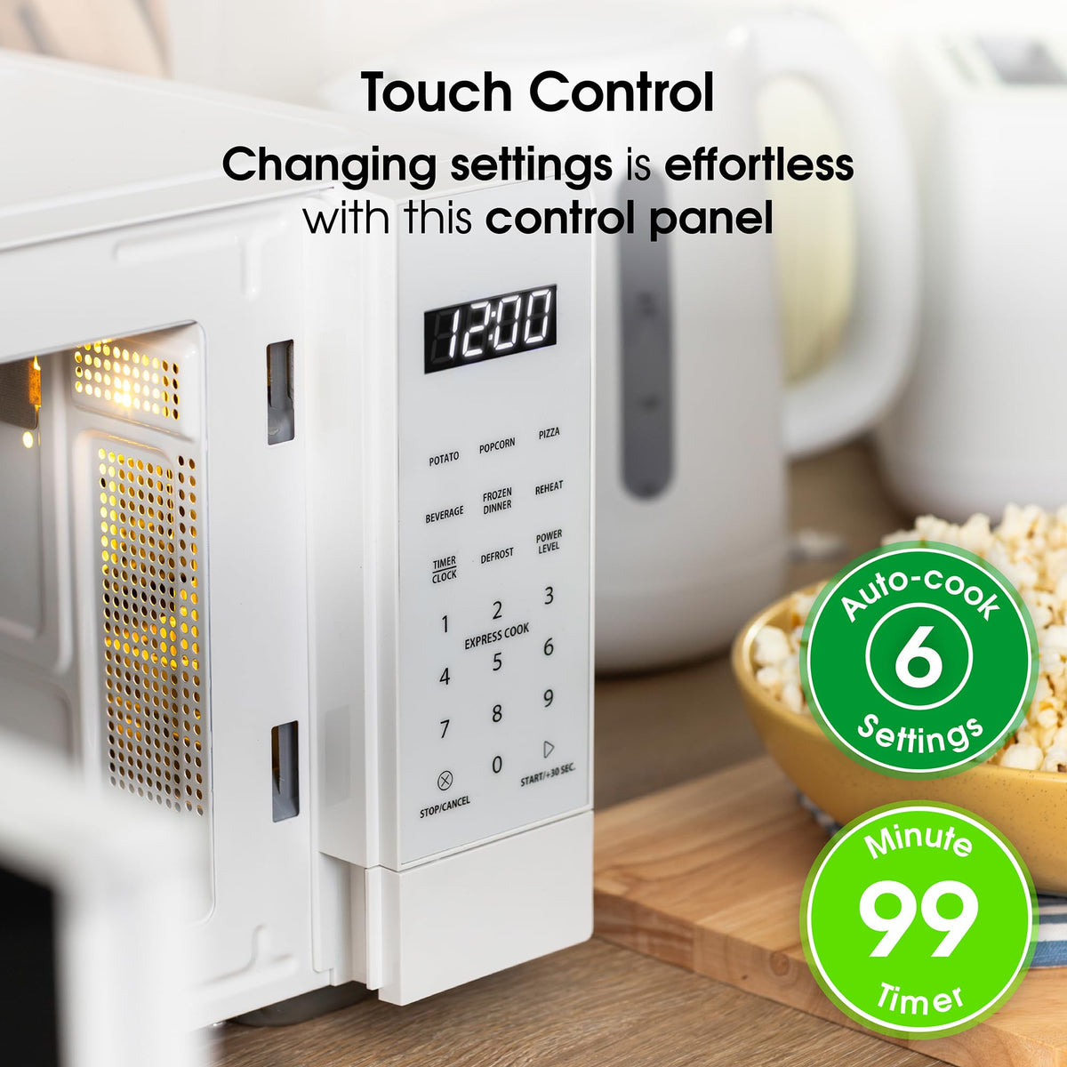 Abode Touch Control Microwave 20 Litre Black Digital 700W with Clock & Timer, 5 Auto Cook Settings & Defrost, 10 Power Levels AMT2012B (Touch Control, Silver)