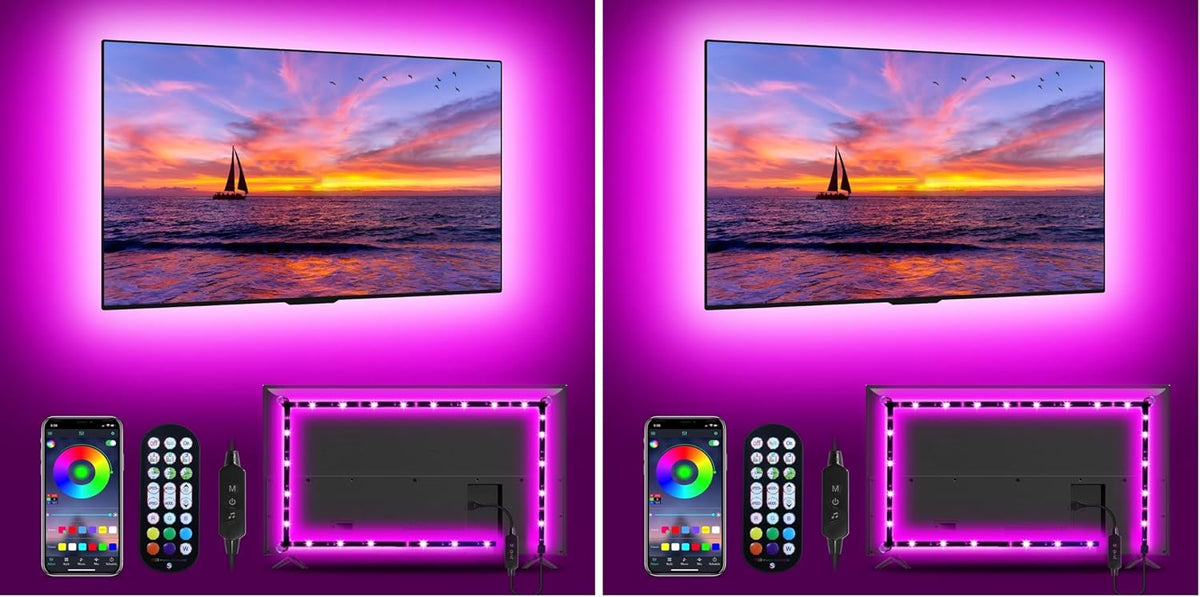 MATICOD TV LED Lights, 4M TV Lights for 45-60in TVs, Music Sync RGB TV Backlight USB LED Strip Lights with Remote and App Control for Christmas Decorations