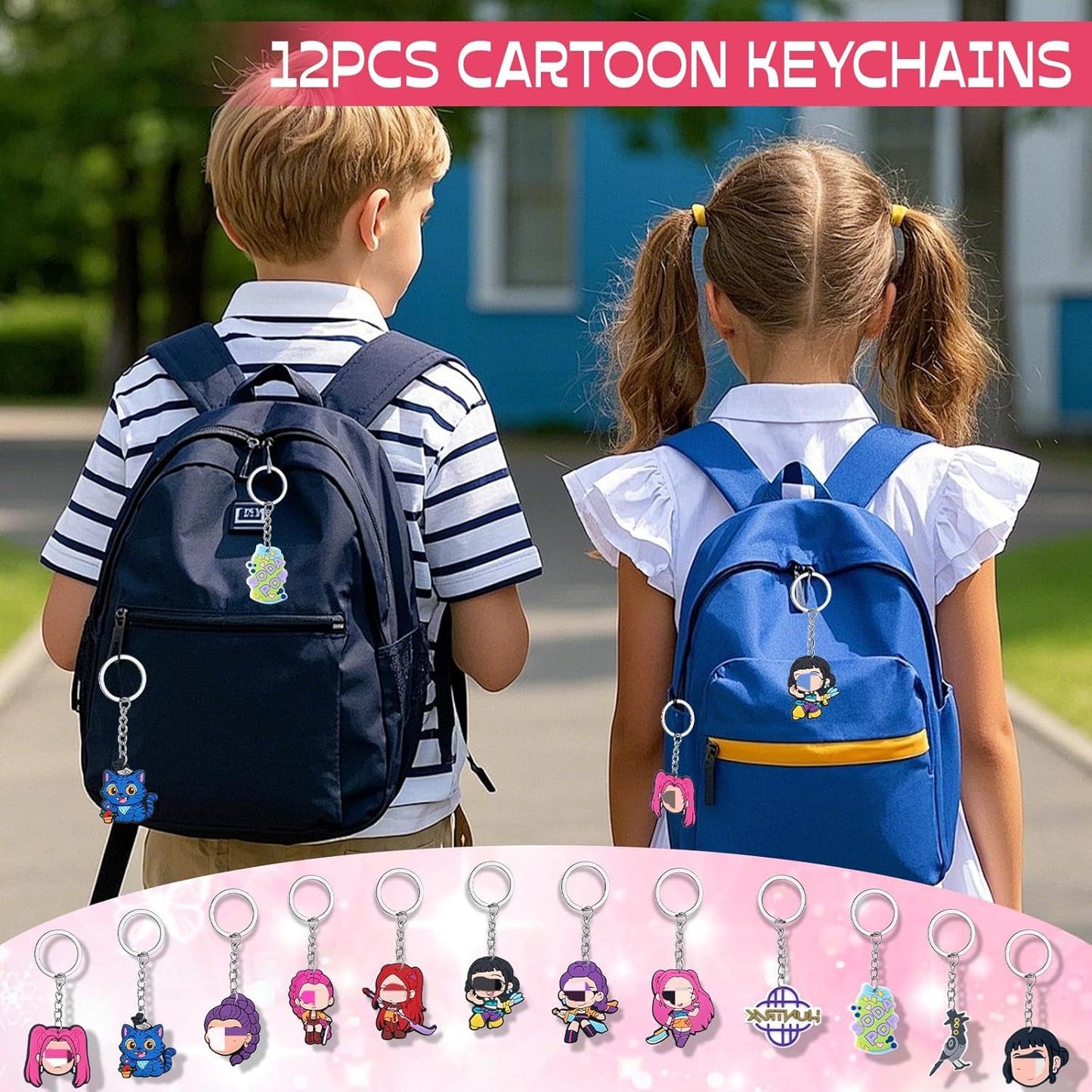 103PCS Kpop Party Bag Fillers, Demon Party Bags Favours Set with Keychains Slap Band Stickers Gift Bags, Birthday Party Supplies Decorations for Boys Girls Fans